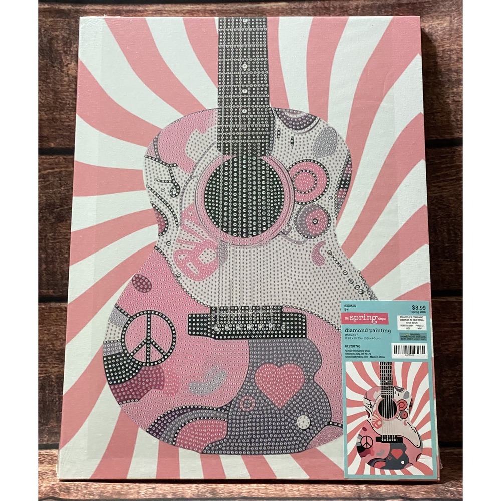 Pink Guitar Canvas Diamond Painting Kit Hobby Lobby New